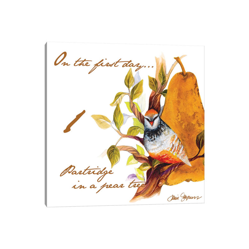 Partrige In A Pear Tree by Janice Gaynor - Wrapped Canvas Painting, 45.72 cm H x 45.72 cm W x 1.91 cm D