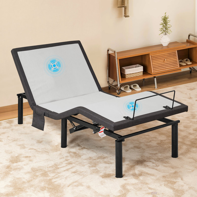 Lit ergonomique réglable, base zéro gravité pour la gestion du stress avec inclinaison de la tête et des pieds, télécommande sans fil, massage, veilleuse sous le lit, ports USB (lit)