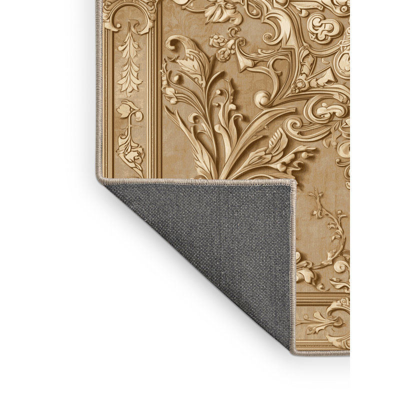 Tapis oriental doux et moelleux à motif oriental brun et beige, 5 x 7