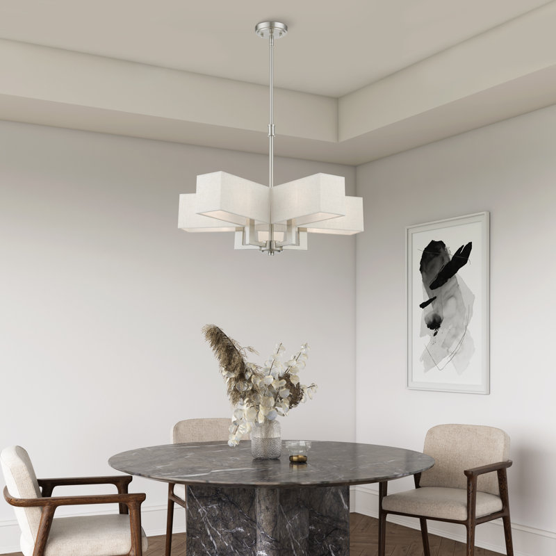 Harahan 5 - Light Steel Dimmable Chandelier, Brushed Nickel