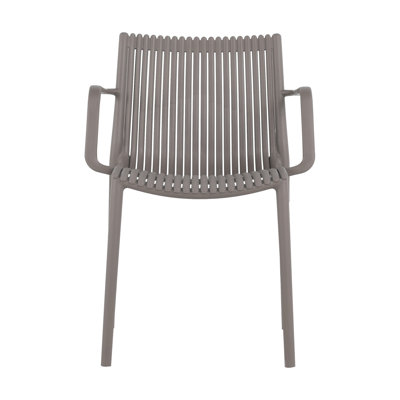 4pcs Light Blue Stackable PP Armchair for Indoor/Outdoor Use – Ergonomic Slatted Back with 55 Inch White Modern Long Table - Indoor/Outdoor- Lightweight PP Tabletop with Metal
