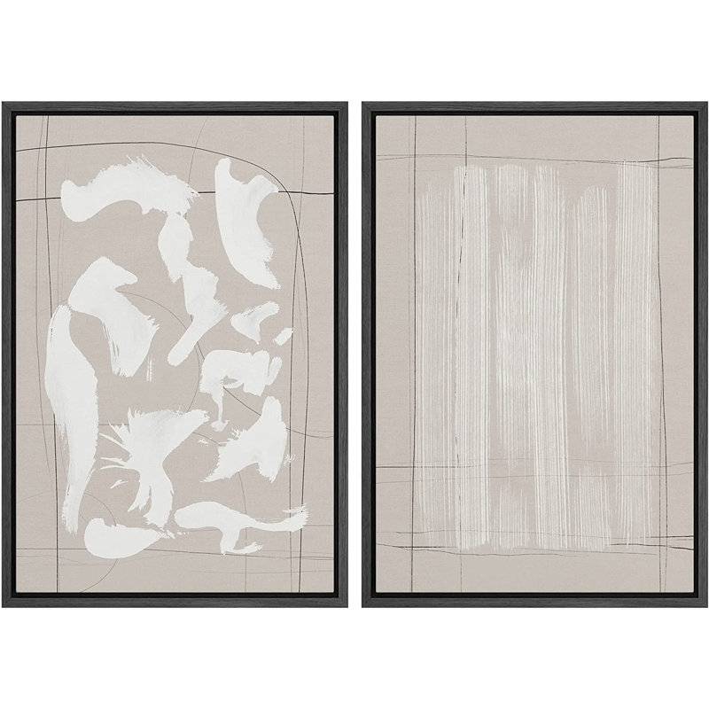 Ensemble de 2 peintures encadrées sur toile, Noir, H 24 po x l 32 po x P 1,5 po