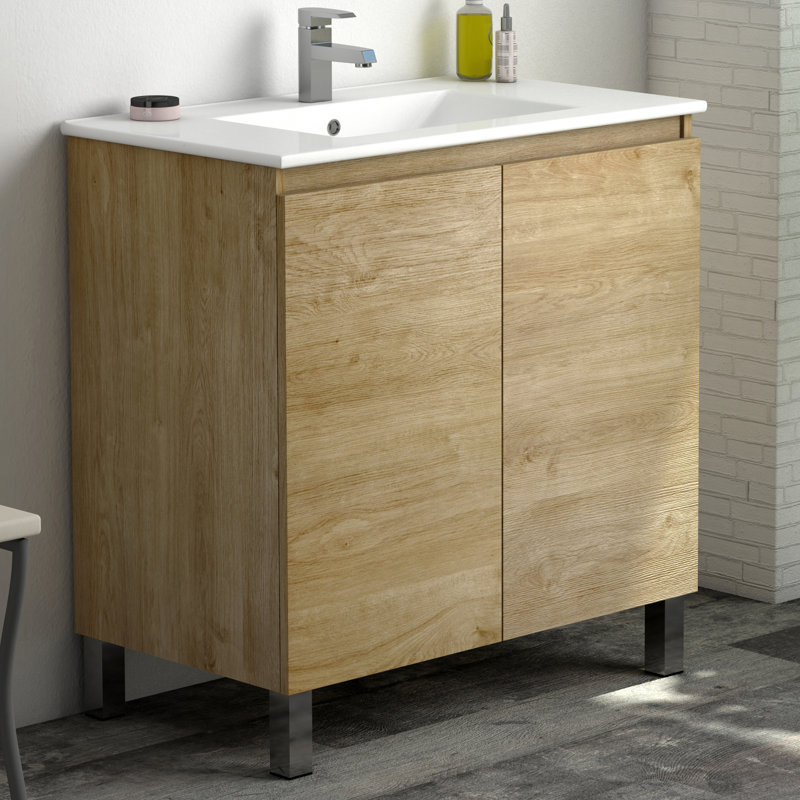 Ensemble de meuble-lavabo simple 31 po Jasso Sunset, Chêne