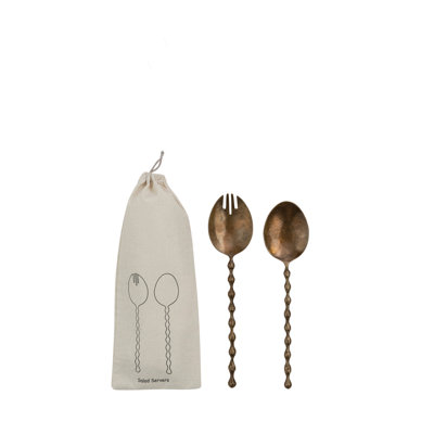 Artisan Stainless Steel Salad Servers with Turned Handles