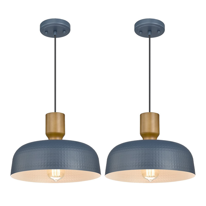 Luminaire suspendu à 2 lumières Mikaili, Bleu, paquet de 2