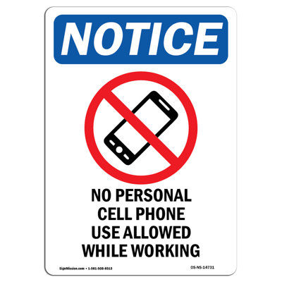 No Personal Cell Phone Sign