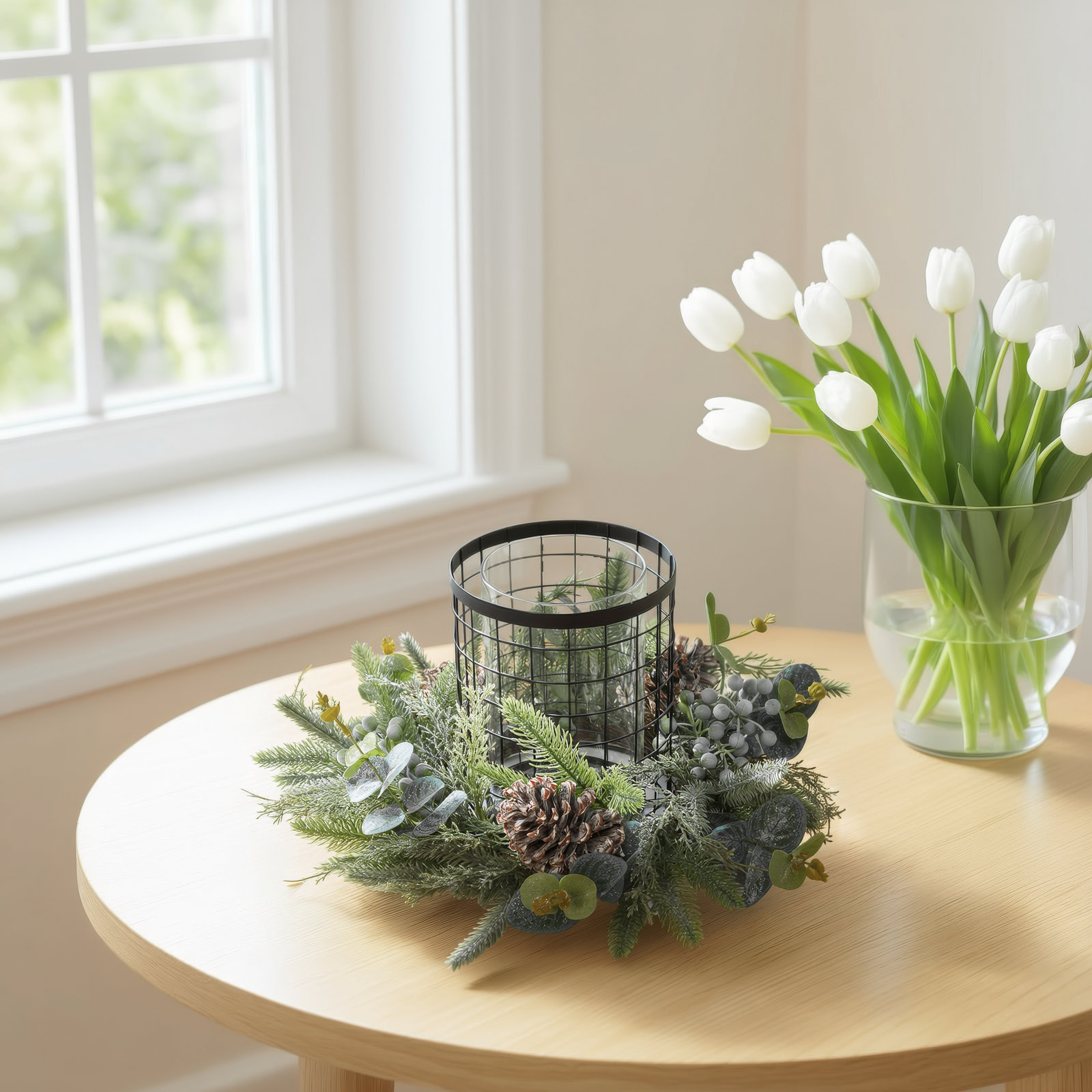 Holiday Centerpiece Glass Candle Holder