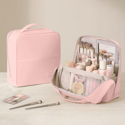 Sac à dos étudiant avec support de maquillage, grande capacité, idéal pour les voyages, compartimenté et portable, pour pinceaux et produits de beauté.