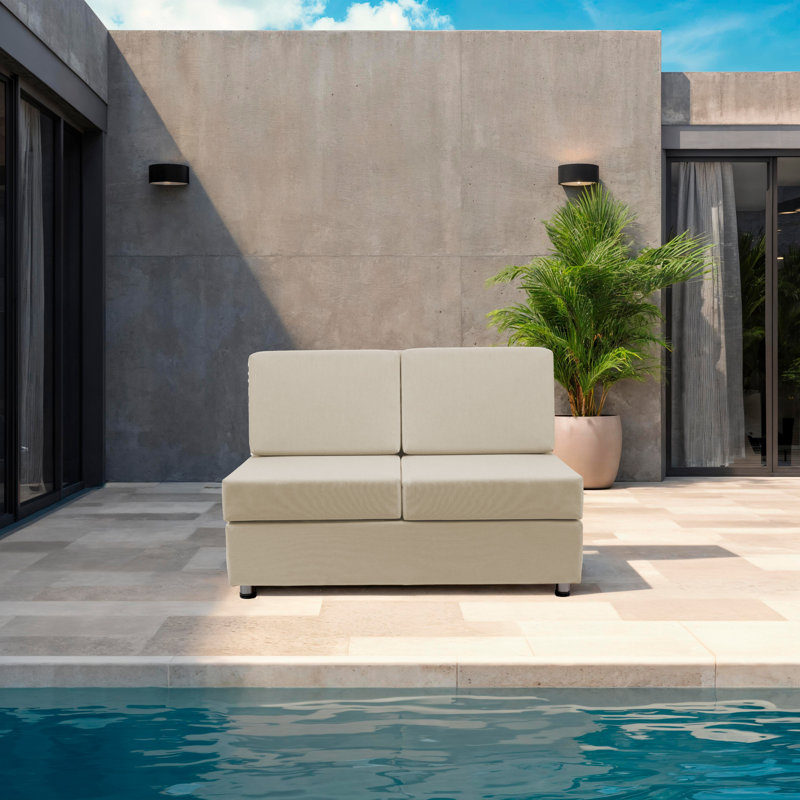 Outdoor Armless Sofa with Sunbrella - Spectrum Sand, Spectrum Sand