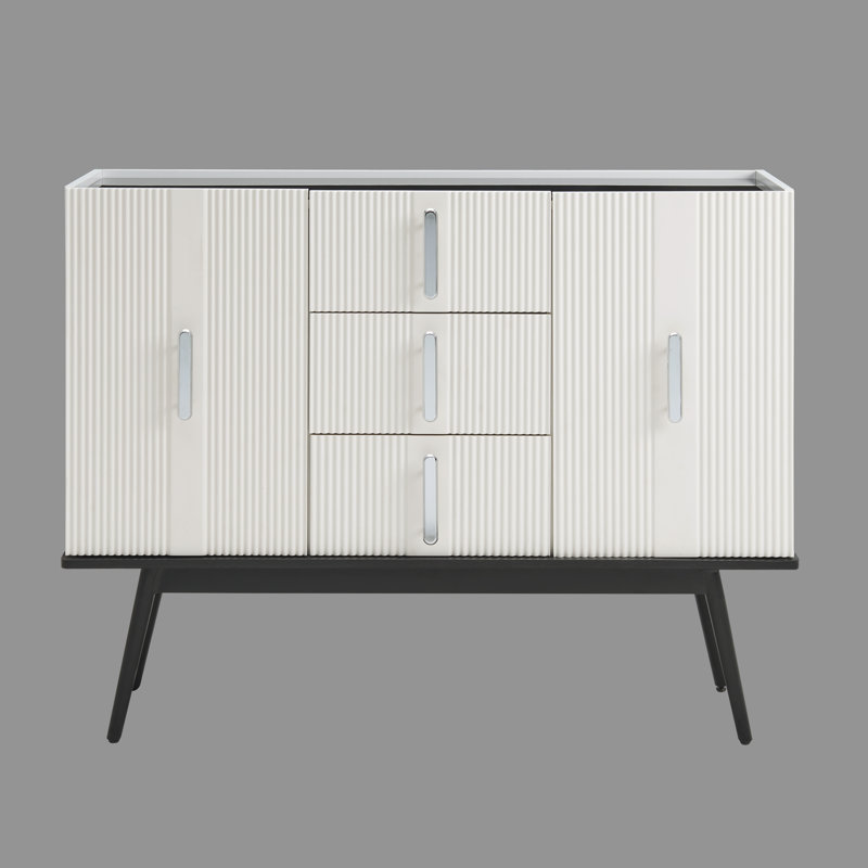 Buffet avec rangement 47,25 po Camir, Blanc / noir