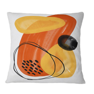 Minimal Abstract Shapes With Polka Dot Cloud II - Modern Printed Throw Pillow