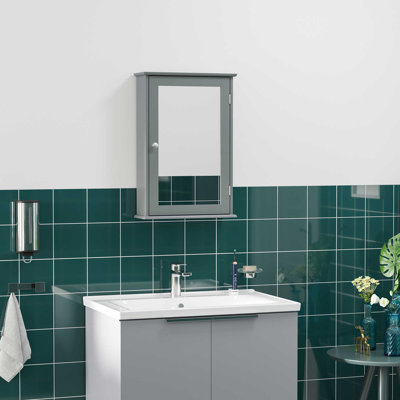 16.1'' W 23.6'' H Wall Mounted Required Framed Medicine Cabinet Mirror 1 Fixed
