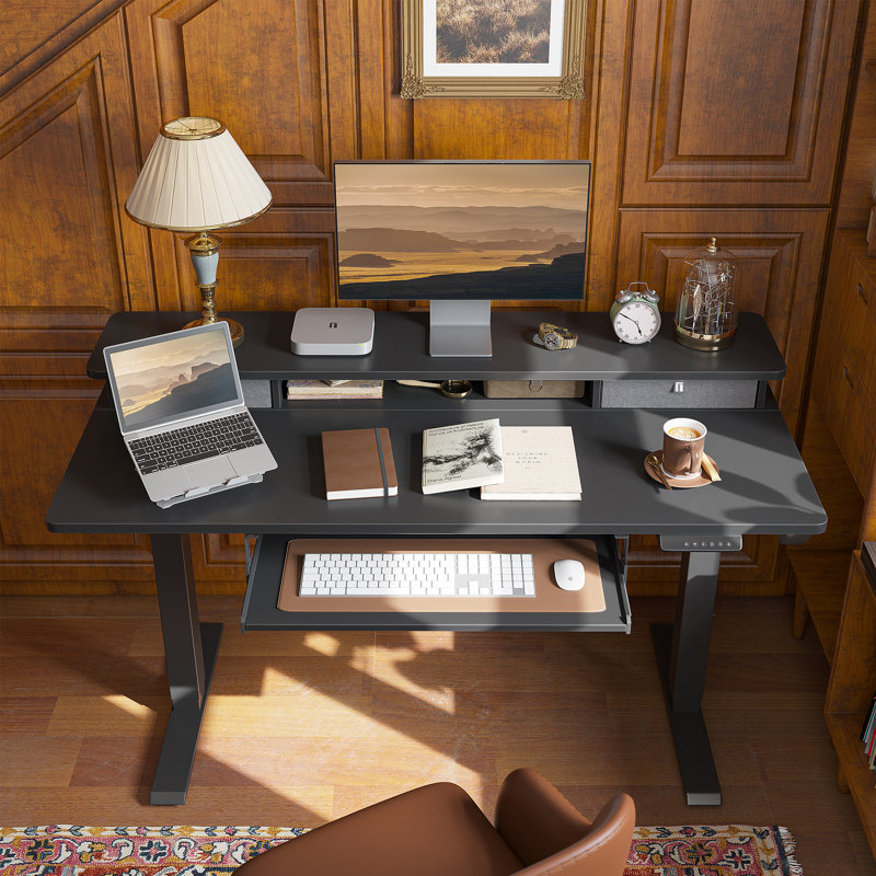 Bureau de jeu à hauteur réglable Lagasse, Noir, H 27 à 46 po x l 48 po x P 25 po
