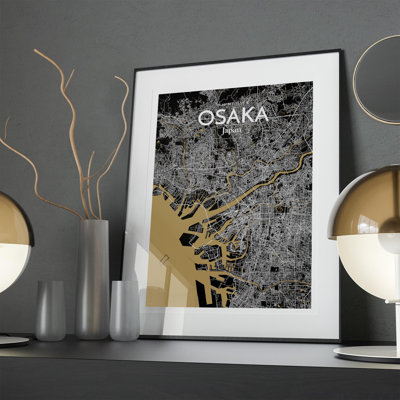 Osaka City Map In Luxe - No Frame Print