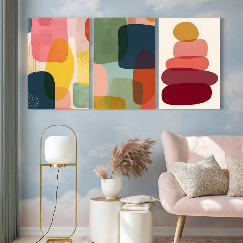 Abstrait géométrique, impression sur toile, ensemble de 3 motifs géométriques abstraits, H 30 po x l 60 po