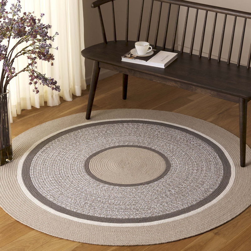 Tapis beige / gris Caraker 753, Rond 5 pi