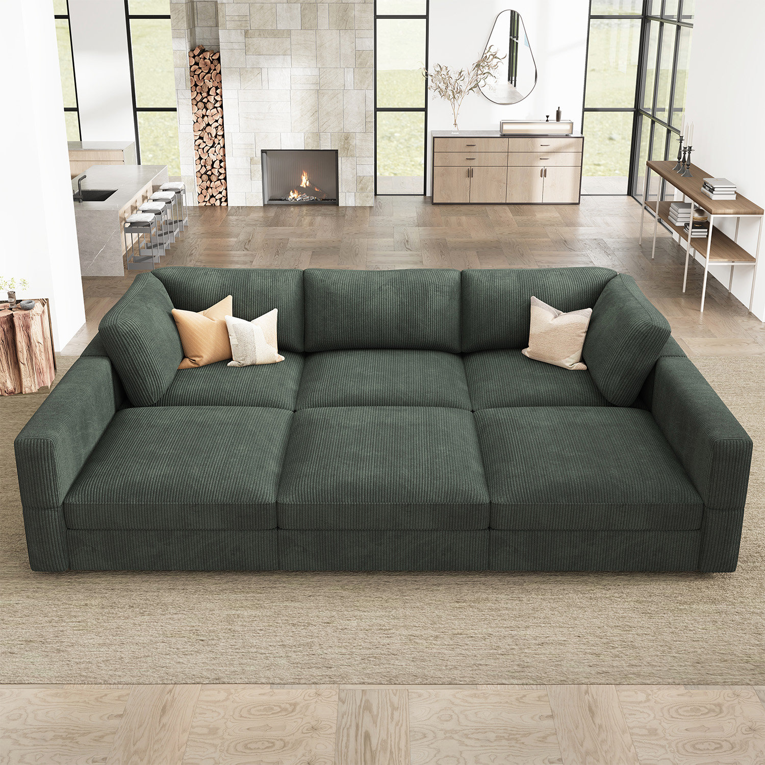Latitude Run® Latitude Run U-shaped Corduroy Sectional Modular Sofa Cloud Couch & Reviews | Wayfair