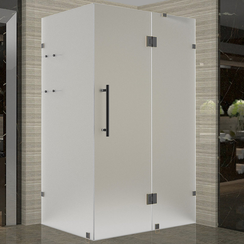Cabine de douche carrée à charnière 37 po x 72 po Avalux GS, Givré, 36 po x 72 po, Chrome