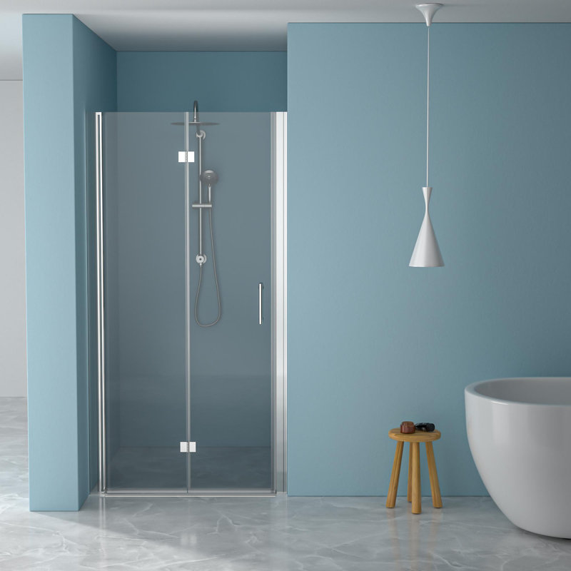 34"W x 72"H Fold Frameless Shower Door, Chrome
