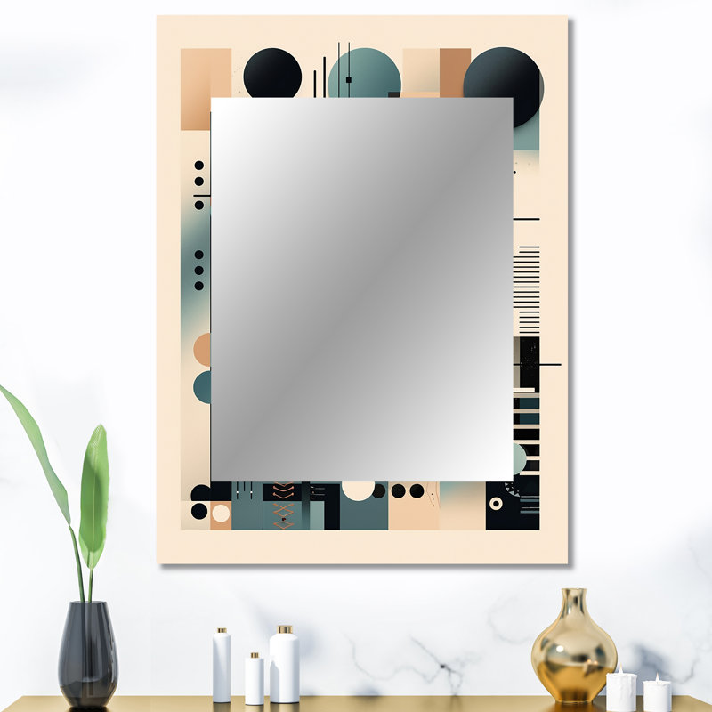 Blue And Black Symmetry In Motion II - Geometric Decorative Wall Mirror, Blue Large Mirror, Printed Metal Art, 40" x 30"