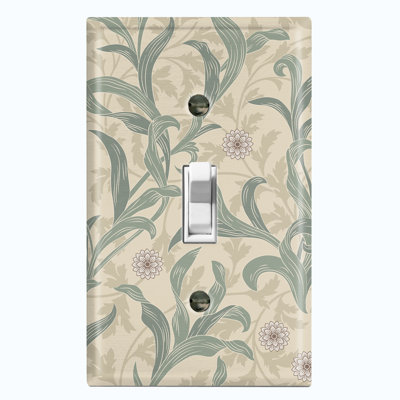 Plaque murale à motif de fleurs, feuilles et damas vert olive