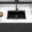 Évier de cuisine en quartz 33 po x 22 po, aspect granit noir, surface composite, solide et hygiénique