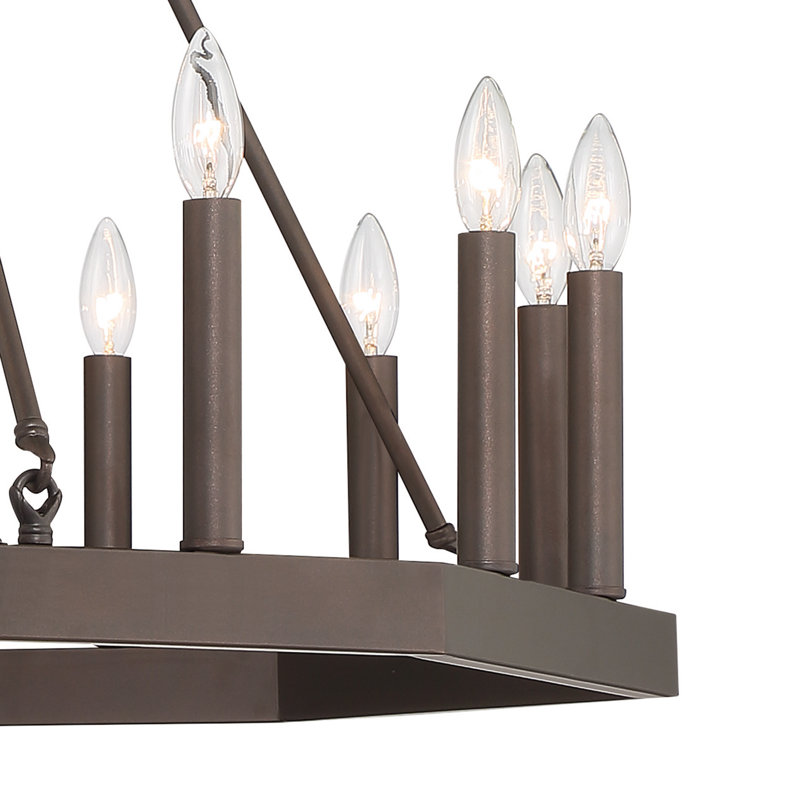 Vredenburgh 16-Light Wagon Wheel Candle Style Chandelier, Oil Rubbed Bronze