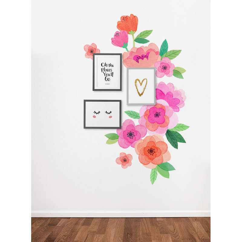 Adhésif décoratif aquarelle pour enfants, Orange / rose