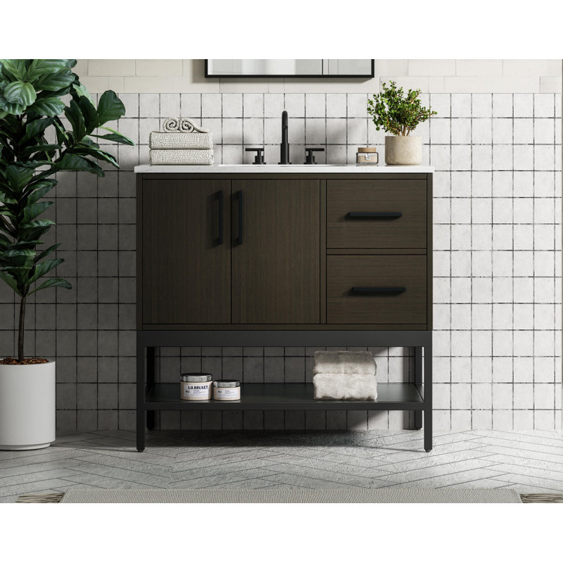 36 inch Single Bathroom Vanity, Mocha Brown