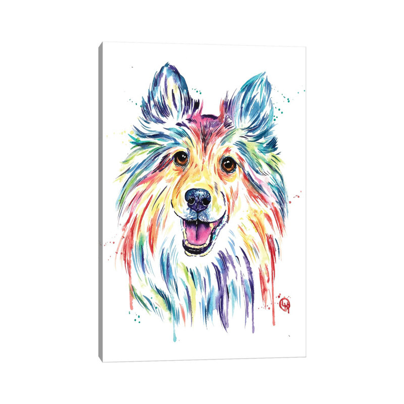Sheltie de Lisa Whitehouse-impression d’art graphique, H 26 po x l 18 po x P 1,5 po, Toile tendue, Pas de tapis