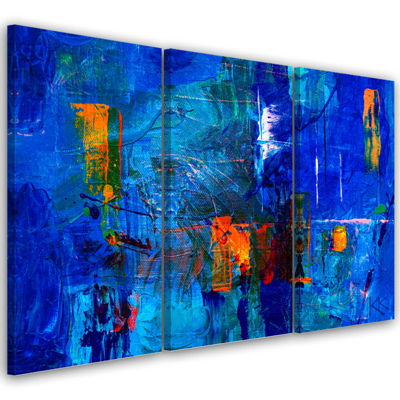 Hand -Packed In Blue - 3 Piece No Frame Print on Canvas, 100cm H x 150cm W