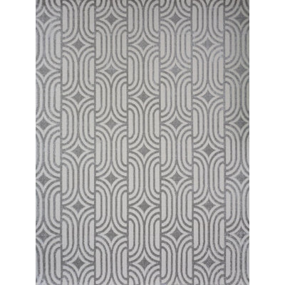 Utopia Geometric Shapes Area Rug in Grey