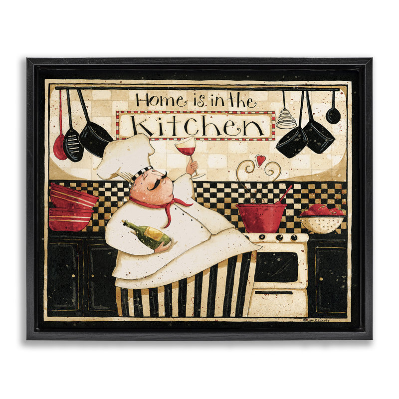 Art mural encadré "Happy Chef Kitchen" par Dan DiPaolo, Cadre flottant noir de jais, H 17 po x l 21 po