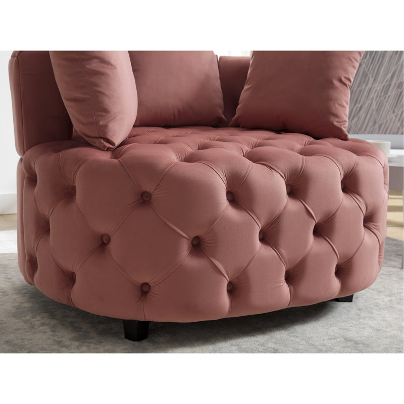Classical Living Room Chair In Pink Velvet, Foam, American Style Velvet Area Chair, Foam Filled, Modern Design, Pink