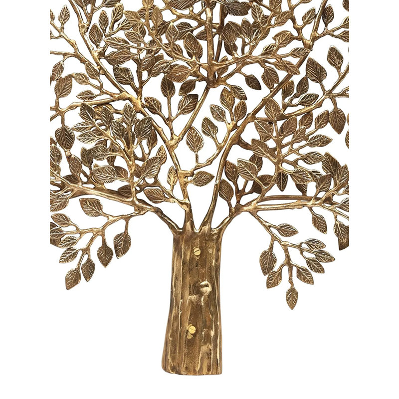 Sculpture d'arbre de vie en laiton fabriquée à la main de 23 pouces - pièce maîtresse de décoration artisanale inspirée de la nature pour la maison, le bureau ou l'espace de méditation