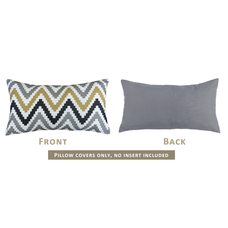 Chevron Patterned Polyester Euro Pillow Covers, Set of 2