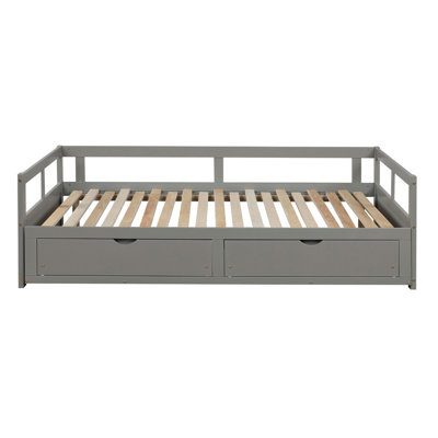 Wooden Daybed With Trundle Bed And Two Storage Drawers , Extendable Bed Daybed,Sofa Bed For Bedroom Living Room -  STYLISH, OKKK612-WF194973AAE