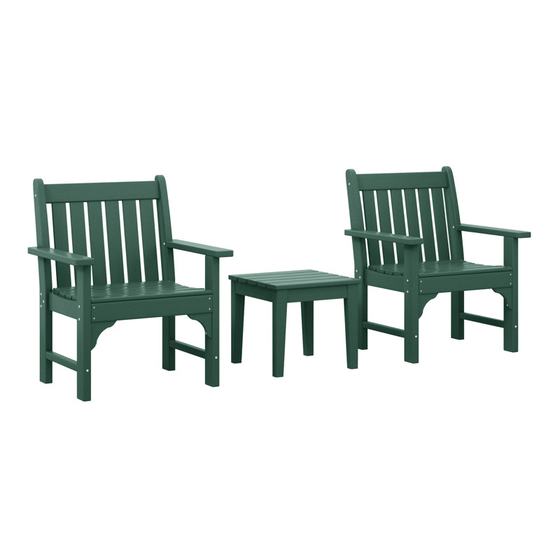 Fauteuil de jardin 3 pièces avec table d'appoint Casanova, Vert foncé
