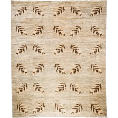 Tapis unique en laine noué à la main parchemin Percheron, 8 pi 3 po x 10 pi 3 po