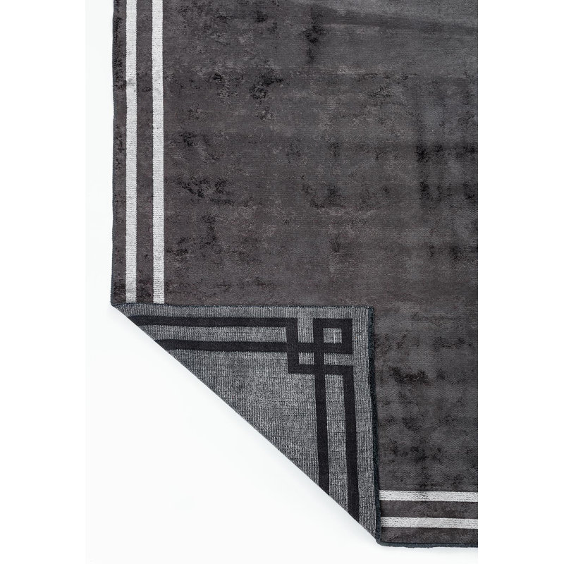 Contemporain uni avec bordure, Rectangulaire 9 pi 10 po x 14 pi
