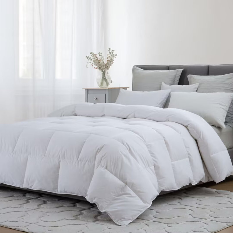 Luxury All Season Goose Down Comforter with 600 Thread Count Organic Cotton Cover, California King