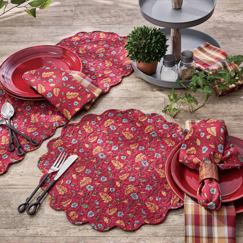  Ensemble de 4 serviettes de table coriandre à motif floral