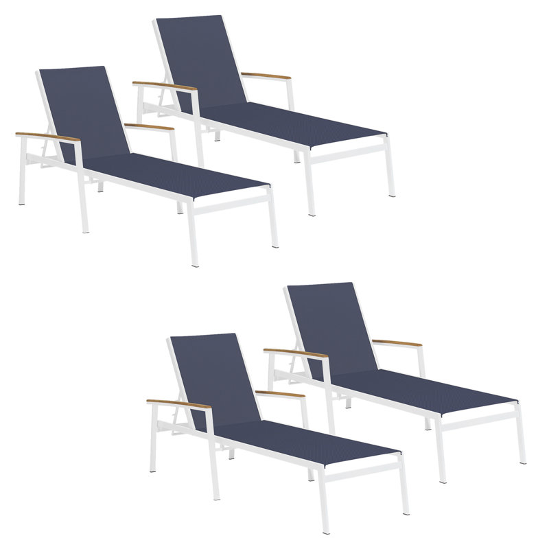 Travira Outdoor Rust-Resistant Metal Chaise Lounge Set, Ink Pen, Flint, Tekwood Natural