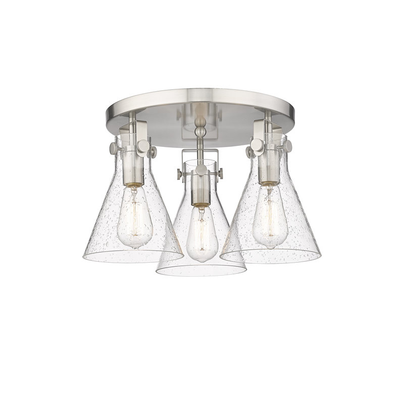 Skokie Glass Semi Flush Mount, Seedy, Satin Nickel