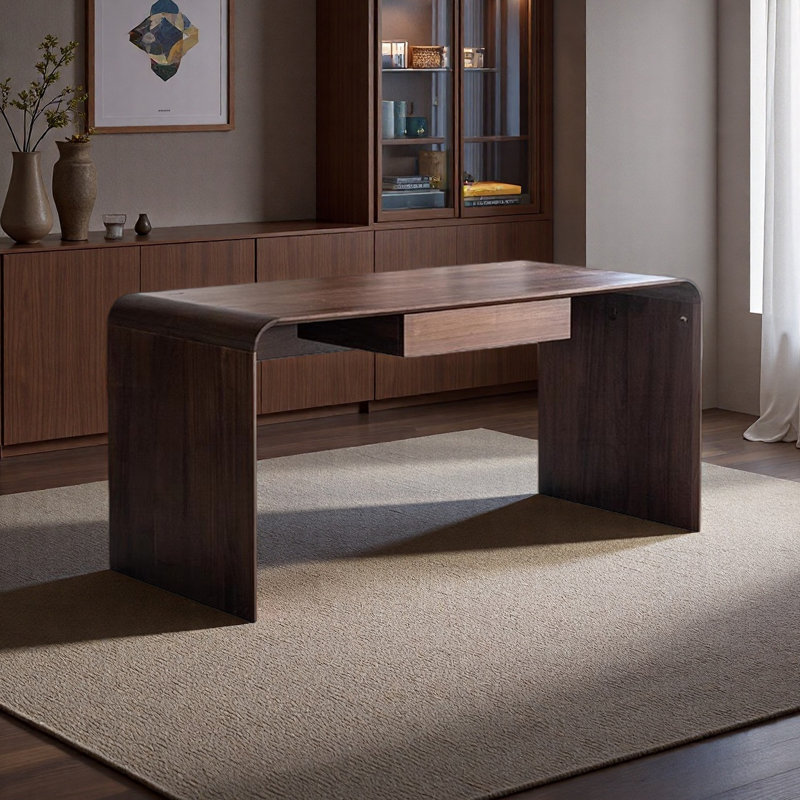 Bureau en bois de noyer massif noir, H 29,9 po x l 63 po x P 27,6 po
