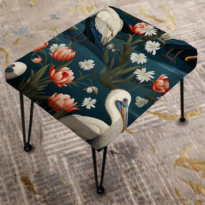 Coastal Pelican Parade Coastal Pattern - Coastal Rectangle Ottoman