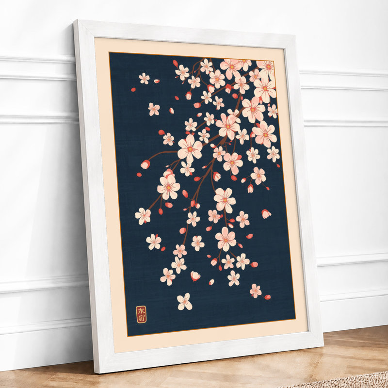 Drifting Blossoms Botanical - Framed Print, A2 - 59.4 x 42.0 cm, White