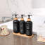 Ensemble de distributeur de douche, contenant 3 bouteilles en plastique pour animaux de compagnie extra-épaisses avec pompes en bambou, distributeur de shampooing et de revitalisant pour la douche, parfait pour un décor de salle de bain moderne-1413083178