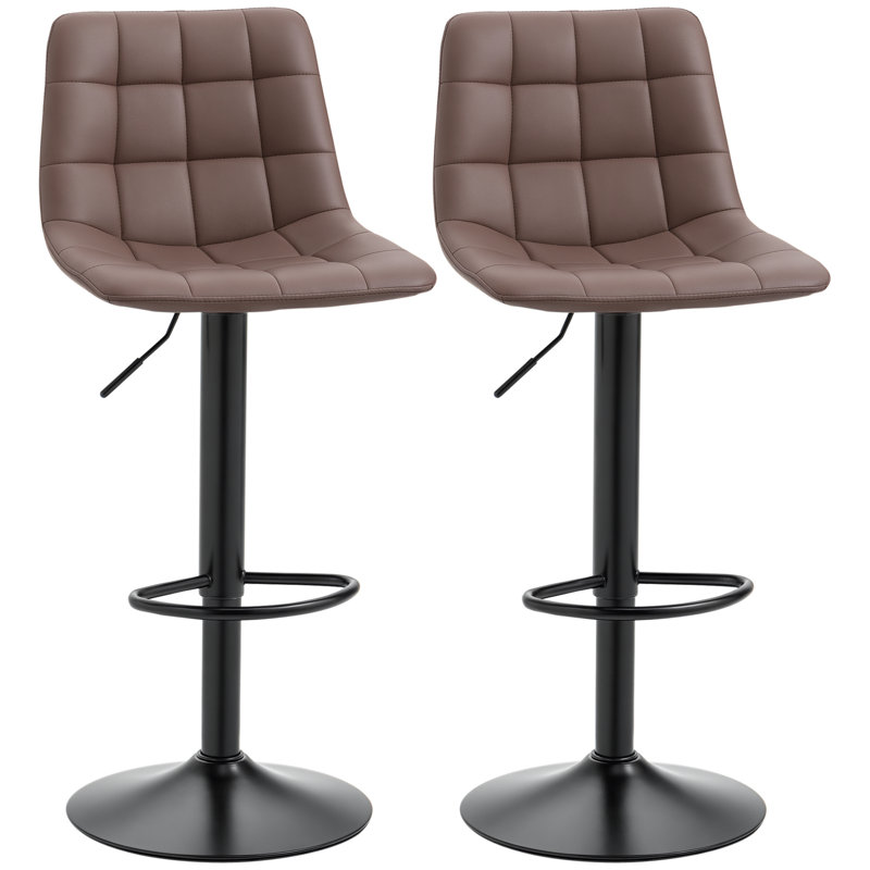 Jannine Swivel Upholstered Adjustable Height Counter Stool with Metal Frame, Brown