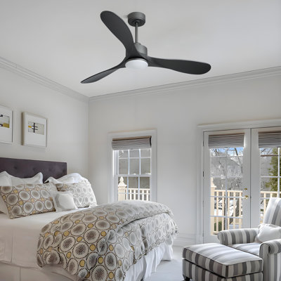 Ventilateur de plafond moderne 52 po avec 3 pales, lumière DEL, moteur à courant continu réversible et contrôle Wi-Fi intelligent